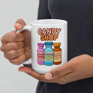 Funny EMS 'Candy Shop' Paramedic Coffee Mug 15oz Ceramic with Cartoon Vials for First Responders Perfect Gift for EMS Week