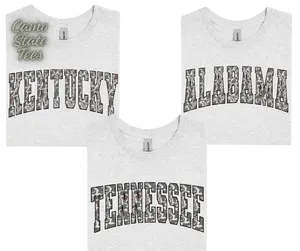 Camo State Tshirts and Sweatshirts - Tennessee Design in Camouflage Pattern for Apparel Enthusiasts