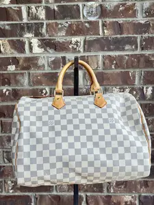 Pre-owned Louis Vuitton Canvas Tote Bags Speedy Handbag Damier Azur 35 34899