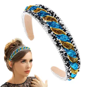 Hermoli Black Rhinestone Padded Headband Glitter Crystal Hairband Fashion Gold Headbands Sport Party Hair Accessories for Women and Girls