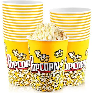 25 Pack 32oz Paper Popcorn Containers - Disposable, for Party & Movie Use