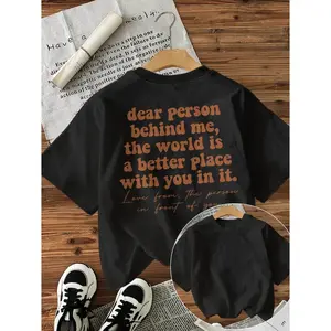 Soft Touch, Letter Print T-shirt, Short Sleeve Crew Neck Casual Top for Summer & Spring, Women's Clothing