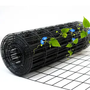 HITTITE 12.5/14GA Wire Fence Rolls 24''/36''/48''/60''/72''Hx 50'L & 48''/ 60''H x 100'L, Mesh Size 2"X3", Mesh Size 2"X4", Black Garden Fence Chicken Wire Fencing PVC Coated Metal Welded Wire Mesh for Vegetable Border Plant Protection Poultry Netting