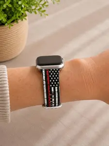 Thin Red Line American Flag Watch Band – Firefighter Support Silicone Watch Strap – Patriotic Watch Band