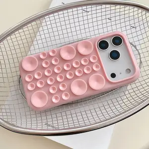 Silicone Suction Phone Case for Apple iPhone 17 Pro Max, Adhesive Wall Mount, Creative Design, Anti-Slip Full Coverage, Batch Number 266366