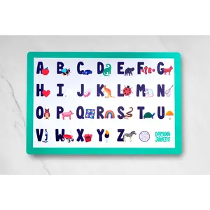 Alphabet Placemat for Toddlers & Kids – Non-Slip ABC Learning Mat with Phonics Illustrations & QR Code Activities - Interactive Alphabet Learning Mat For Ages  6 Months to 7 Years
