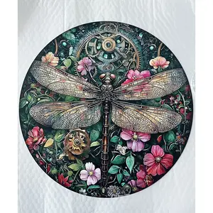Vintage Aluminum Round Sign, Classic Dragonfly Outdoor Waterproof Plaque Decoration, Suitable for Home Bar Courtyard Fence, Weatherproof Wall Art, Retro Style