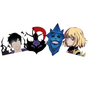 Solo Leveling Sung Jinwoo, Cha Hae-In, Igris And Statue of God Anime Manga Decal Stickers for Cars Laptop Skateboard Wall Decor UV Resistant