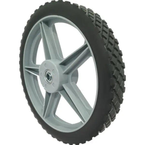 12" Spoked Plastic Wheel and Tire,  Universal Replacement Wheel for Lawn Mowers and DIY Trolley Wagon Cart 10 Pack
