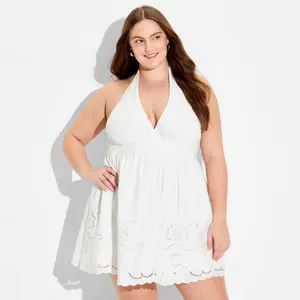 Women's Mini Eyelet Halter A-Line Dress - Wild Fable White 4X