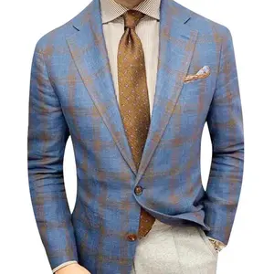 Men’s plaid sports coat, casual fit checkered blazer for parties, dating, and weddings