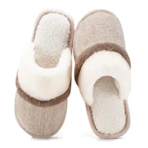 Cozy Slippers for Women Indoor and Outdoor Fuzzy House Shoes with Memory Foam Anti-Skid Sole Gifts for Women Mom Ladies 5-6 Women/3-4 Men Beige slippers women