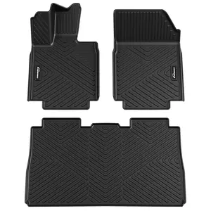 GARVEE Floor Mats for Tesla Cybertruck 2023 2024 2025, TPE All Weather Cybertruck Accessories Custom Fit Front 1st & 2nd Row Floor Liner, Black