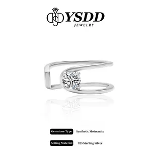 【#296 Today's Special】Stylish Ring Cuff 1/2CT vvs Synthetic Moissanite Rings in 925 Sterling Silver