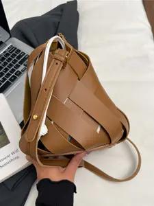 Women's Loose Woven Crossbody Bag, Fashion Triangle Shoulder Bag, Handheld Top Handle Bag for Daily Use and Casual Wear