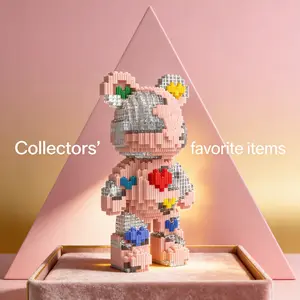 Crystal Heart Bear 3D Creative Puzzle Building Blocks Decoration, Home Office Shelf Decor, Party Room Table Entrance, Ideal Gift for Holidays