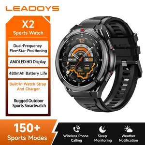 Leadoys Smartwatch X2, 1.43 Inch Dual Band GPS Watch, AMOLED HD Display, Waterproof Sports Tracker, Step Counter & Sleep Monitor, Full Day Fitness Tracking, Rugged Smartwatch, Compatible with Android/iOS, GPS Watches for Hiking & Backpacking of 2026