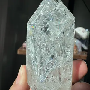 Crackled clear quartz crystal tower