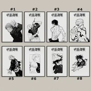 Jujutsu Kaisen Posters 8 Pack, JujutsuKaisen Anime Art Anime Wall Print Painting, JJK Poster, Jujutsu Kaisen Set of 8 Posters, Gojo Poster