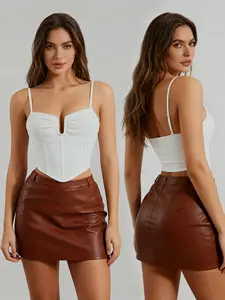 Women's Solid Color Pleated Wrap Top Strapless Tank, Casual Fashion Sleeveless Blouse for Daily Wear, Comfortable, Fit and Stylish