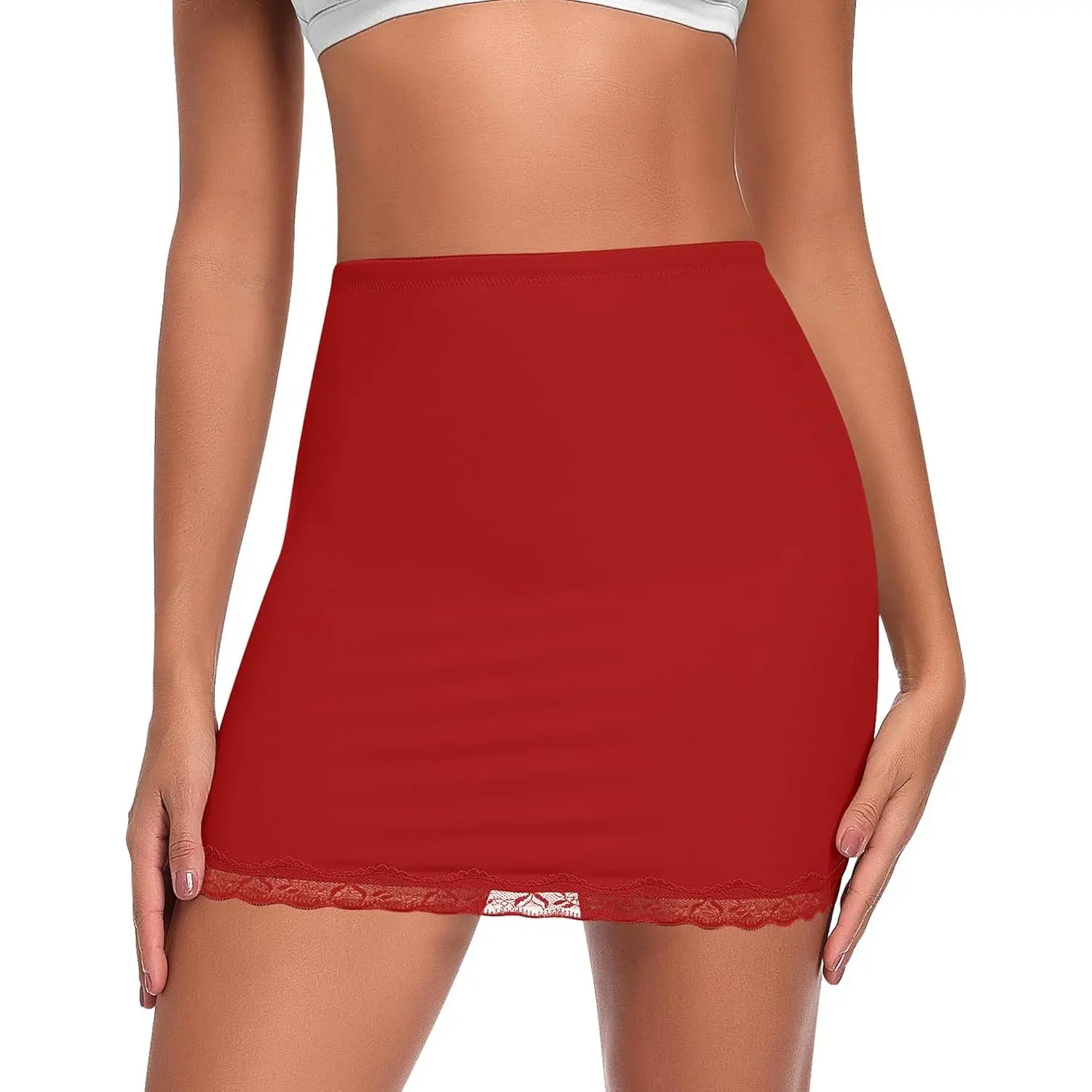 Slip Skirt for Under Dress Women Lace Half Slip Slim Fit Slips Above Knee  Mini Underskirt - TikTok Shop
