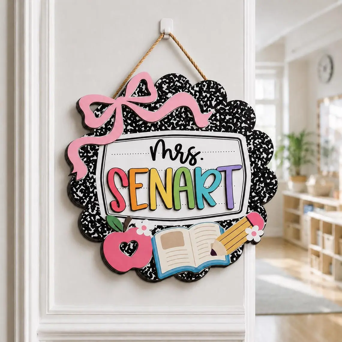 Personalized Name Teacher Door Sign, First day of school sign, Back To School Classroom Decor, Gift, Teacher classroom decor, Teacher Door Hanger, New Teacher Gifts, Custom 3D Teacher Sign