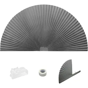 Easy Cut and Install Arch Window Pleated Blinds Light Filtering and Blackout Pleated Shades Grey