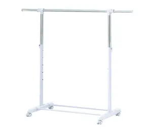"Sleek Chrome Rolling Garment Rack - Adjustable Height & Width for All Spaces"