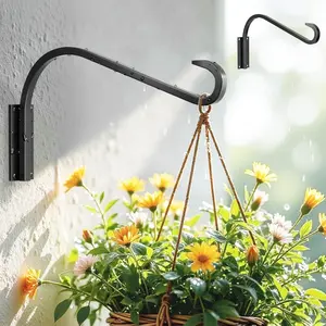 12 Inch 2 Pack Plant Hangers for Indoor/Outdoor Wall Mount - Heavy Duty Hanging Plant Holder & Bird Feeder Hooks, Decorative Black Metal Wall Hangers for Plants, Flower Baskets Mikas