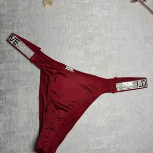 Rhinestone Letter G-String Thong — Available in Red Wine & Black Lightweight