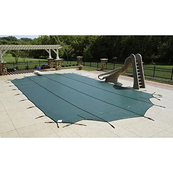 212 MAIN Outdoor Arctic Armor Rectangle Shape Safety Cover - 18'x36', 2-Ply Mesh, 12-Year Warranty, Blue, with Brass Anchors