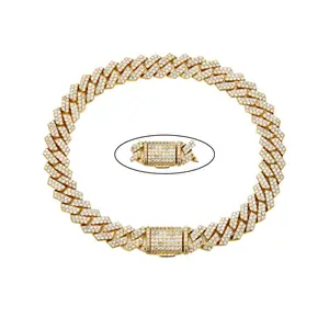 Luxury 8mm Diamond Zirconia Cuban Link Bracelet, Waterproof & Color-Fade Resistant, 7.5/8.5in Bracelet, Perfect Gift Choice