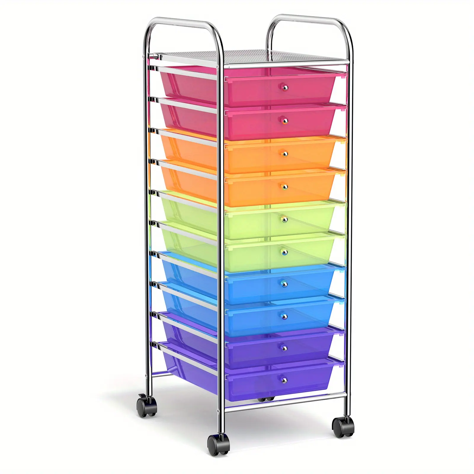 Home Essentials MULTIGOT Rainbow 10 Drawer Rolling Storage Cart Scrapbook Home Office School Organizer