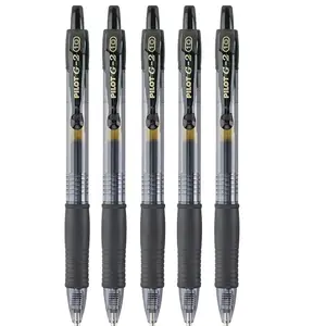 Pilot G2 Retractable Gel Pen, Bold Point Black Ink - Pack of 5
