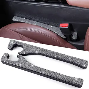 Briwill Bling Car Seat Gap Filler, 2 Pack Universal Fit for Car SUV Truck Handmade Crystal Rhinestone Diamond Car Gap Filler Bling Car Accessories for Women(Silver)
