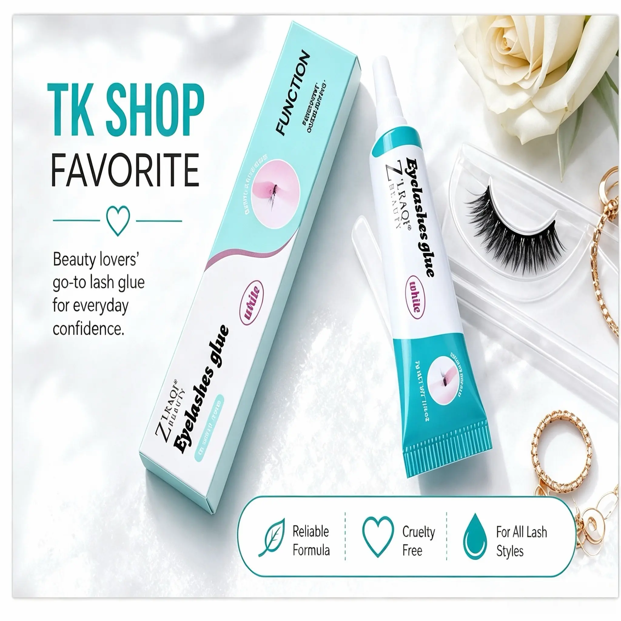 Formaldehyde-Free False Eyelash Glue, Super Adhesive Natural Quick-Dry, Waterproof Sweat-Proof Long-Lasting, Summer Makeup Essential