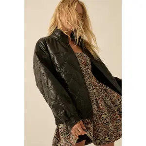Chill Factor Quilted Vegan Leather Oversize Jacket