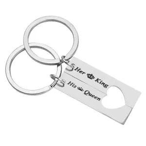 King & Queen Stainless Steel Couples Keychain Set