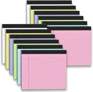 12 Pack Note Pads 11" x 9.5" Colored Legal Pads College Ruled  Notepad Perforated Writing Pads 80GSM Lined Paper Pads of College Ruled Paper 30 Sheets Notebook  for School, Office,