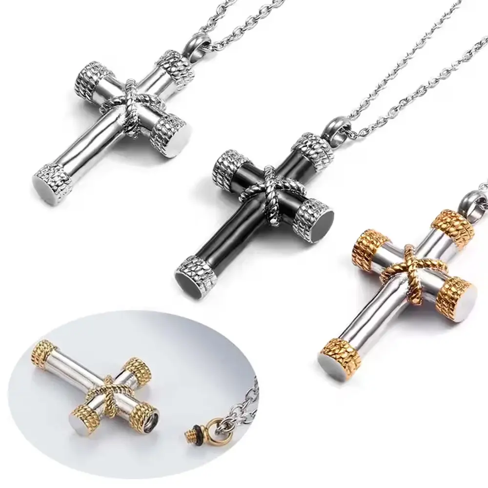 Creative Openable Cross Necklace for Men Women, Titanium Steel Locket Cross Pendant