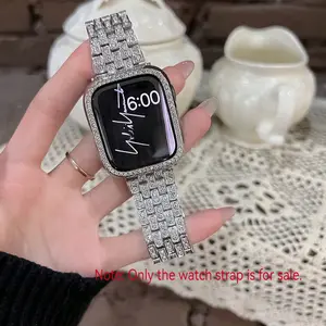 Elegant Five-Bead Diamond-Encrusted Women's Apple Watch Strap, Smartwatch Strap, Smart Watch Accessories, Compatible with Series 11-1 Ultra, Perfect Gift for Parties & Daily Wear, Smart Watch Straps