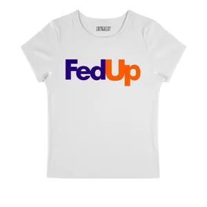 “FedUp ” baby tee – viral women’s baby tee • trendy Y2K aesthetic crop top • edgy graphic fitted tee