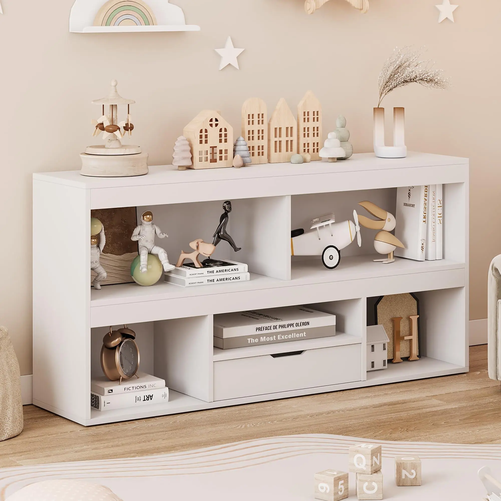 GARVEE Wooden Kids Bookshelf with Drawer - Toy Storage Organizer for Playroom, Classroom, Nursery & Kids’ Room