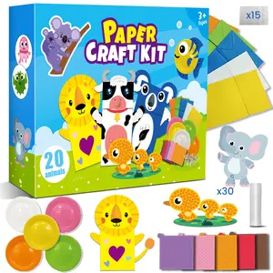 20 Crafts in a Box, Arts and Crafts Kit with Envelopes Glue Stick Tape, Fun for Creativity & Fine Motor Skills, Gift for Kids Birthday Party Christmas