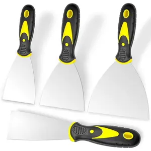 4Pcs Putty Spackle Knife Set (2, 3, 4, 5 in) Stainless Steel Paint Scraper Taping Knife for Repairing Drywall Removing Wallpaper Applying Putty Plaster Cement Adhesive