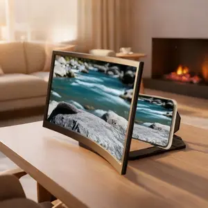 12 Inch 3D Phone Screen Magnifier, Ultra HD Stand, Anti-Glare Blue Light Protection, Portable Movie Video Game Display Accessory