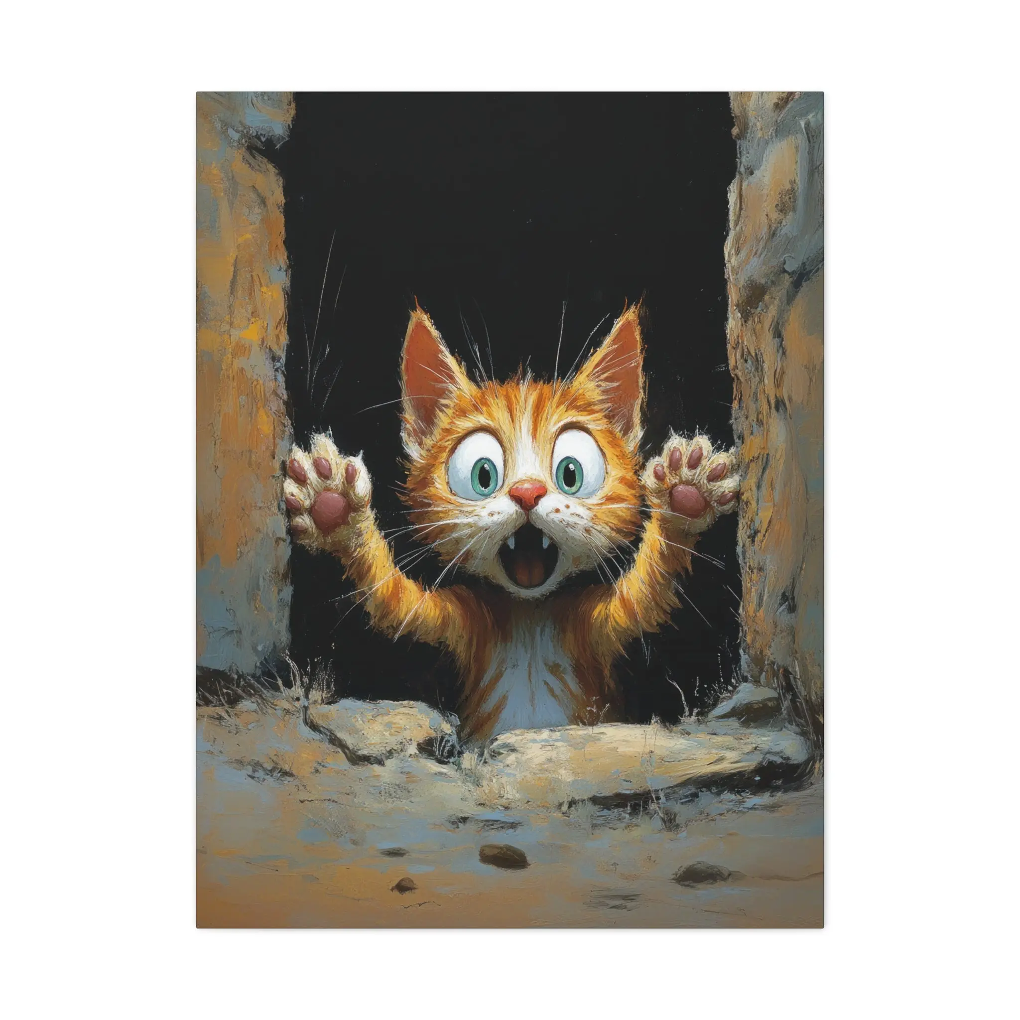 Shock and Awe Kitten Cat Wall Art - Colorful Whimsical Canvas Print for Home, Office Decor or Gift! Cotton Poster