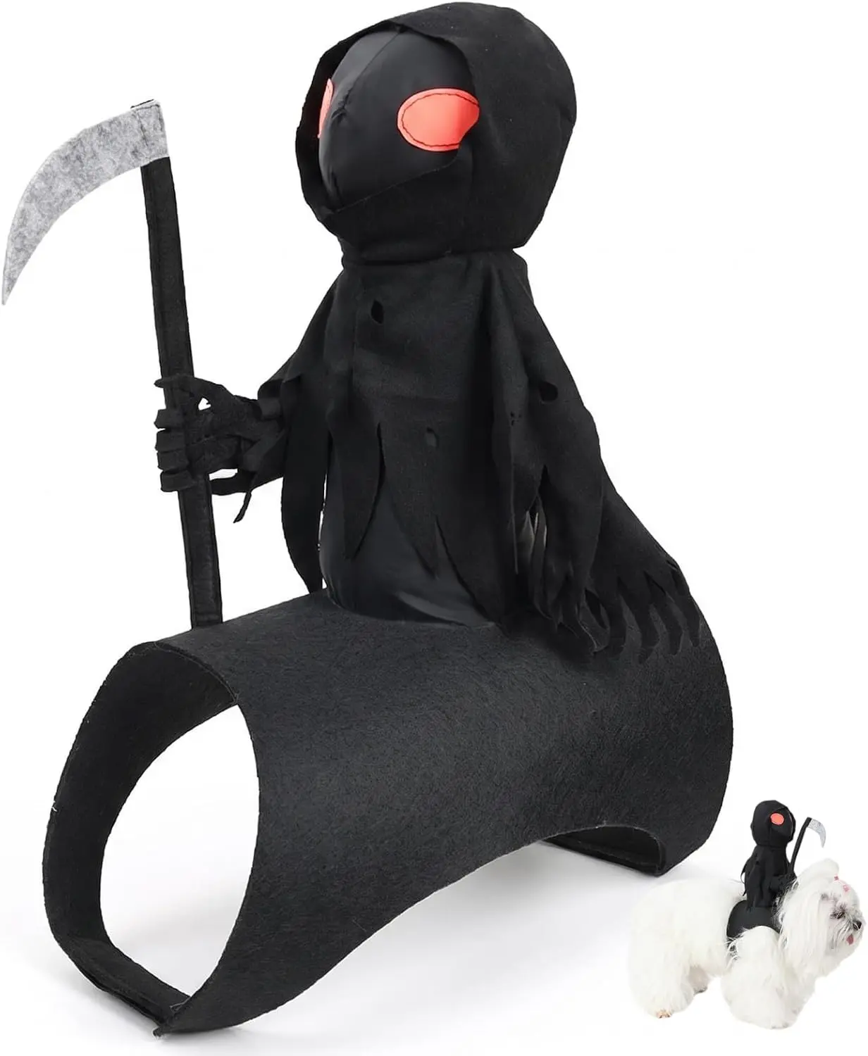 Dog Halloween Grim Reaper Rider Costume with Magic Tape, 3D Costume | 3D Cosplay Outfit, Small, Medium & Large, Cats and Dogs, Parties & Daily Wear