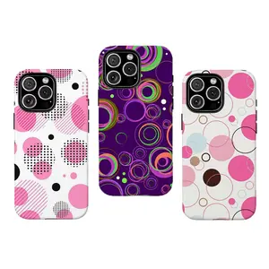 Neon Circle Clash | Dark Purple Y2K Retro Case,Compatible for iPhone 16 15 14 13 12 11 17Pro Max,for Samsung S25 S24 S23 S22 Ultra,Durable Dual-Layer design phone cover,Perfect Gift for Her