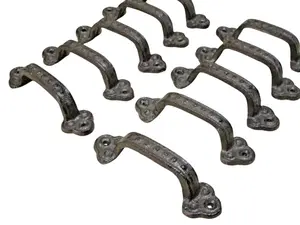 10 Rustic Cabinet Handle Cast Iron Drawer Pull Door Antique Style 5 1/2" Cabin